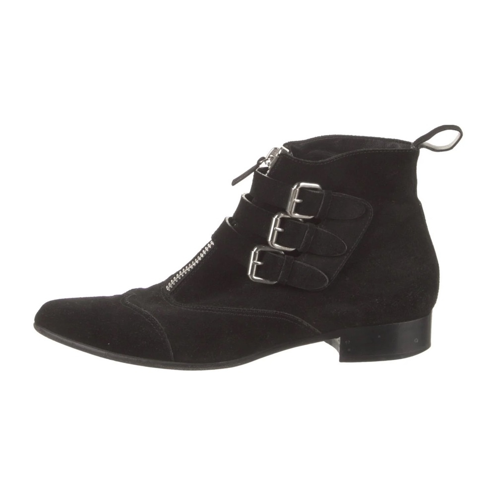 Tabitha Simmons Early Black Leather Suede Ankle Boots EU 38.5 Bootie Moto 8 8.5